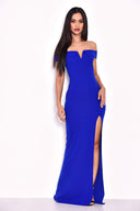 Blue Off The Shoulder Maxi Dress