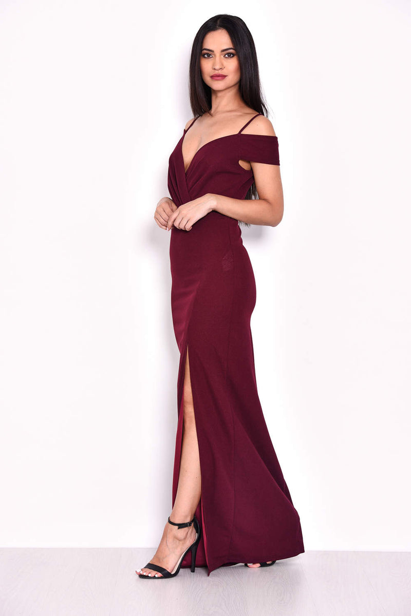 Plum Wrap Over Maxi Dress