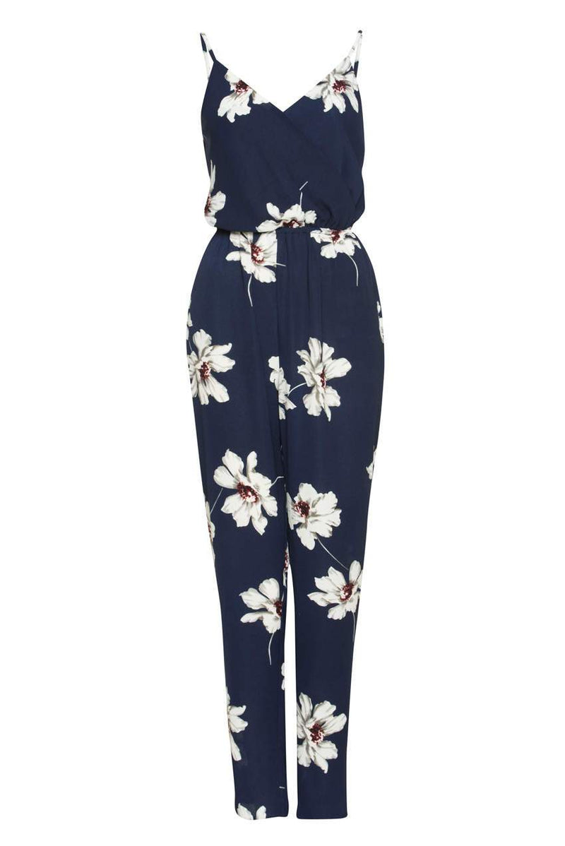 Navy Floral Print Jumpsuit