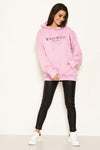 Pink Slogan Printed Hoody